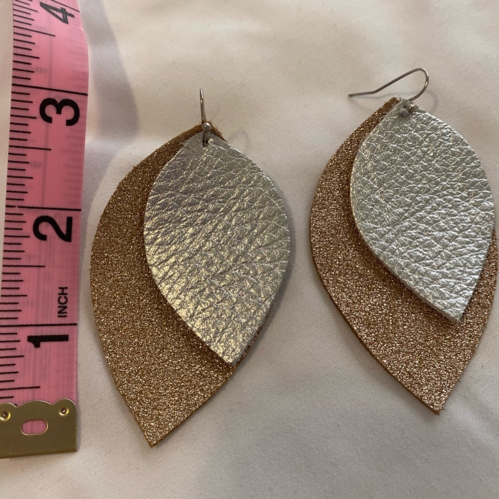 Two-tone leather earrings